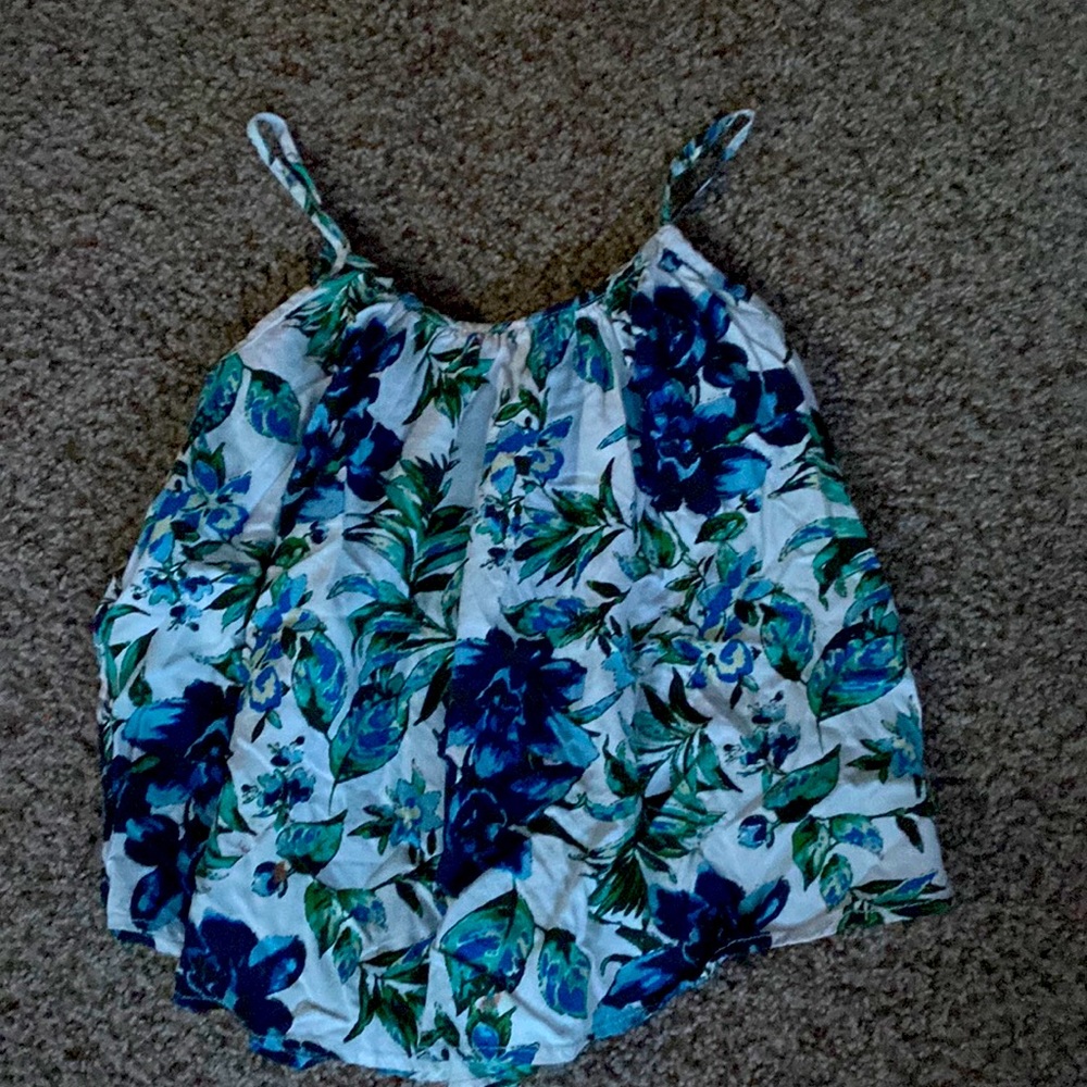 Blue and green floral tank top